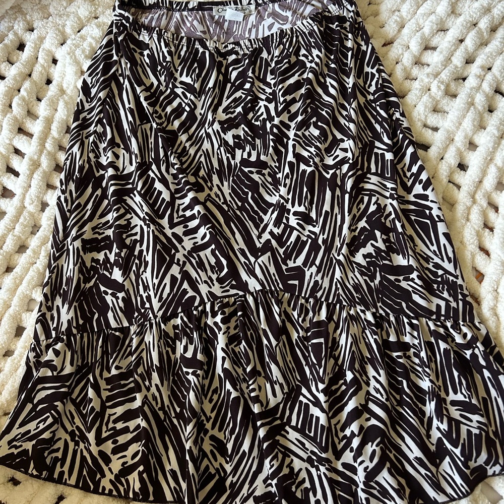 FREE WITH BUNDLE Claudia Richard Zebra Print Brown and Cream Midi A-Line Skirt
